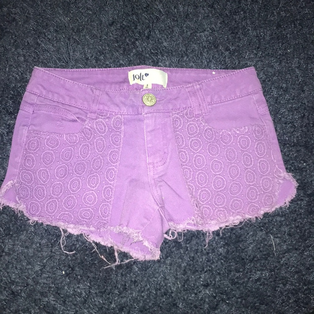 Jolt Purple Shorts with Crochet Detail